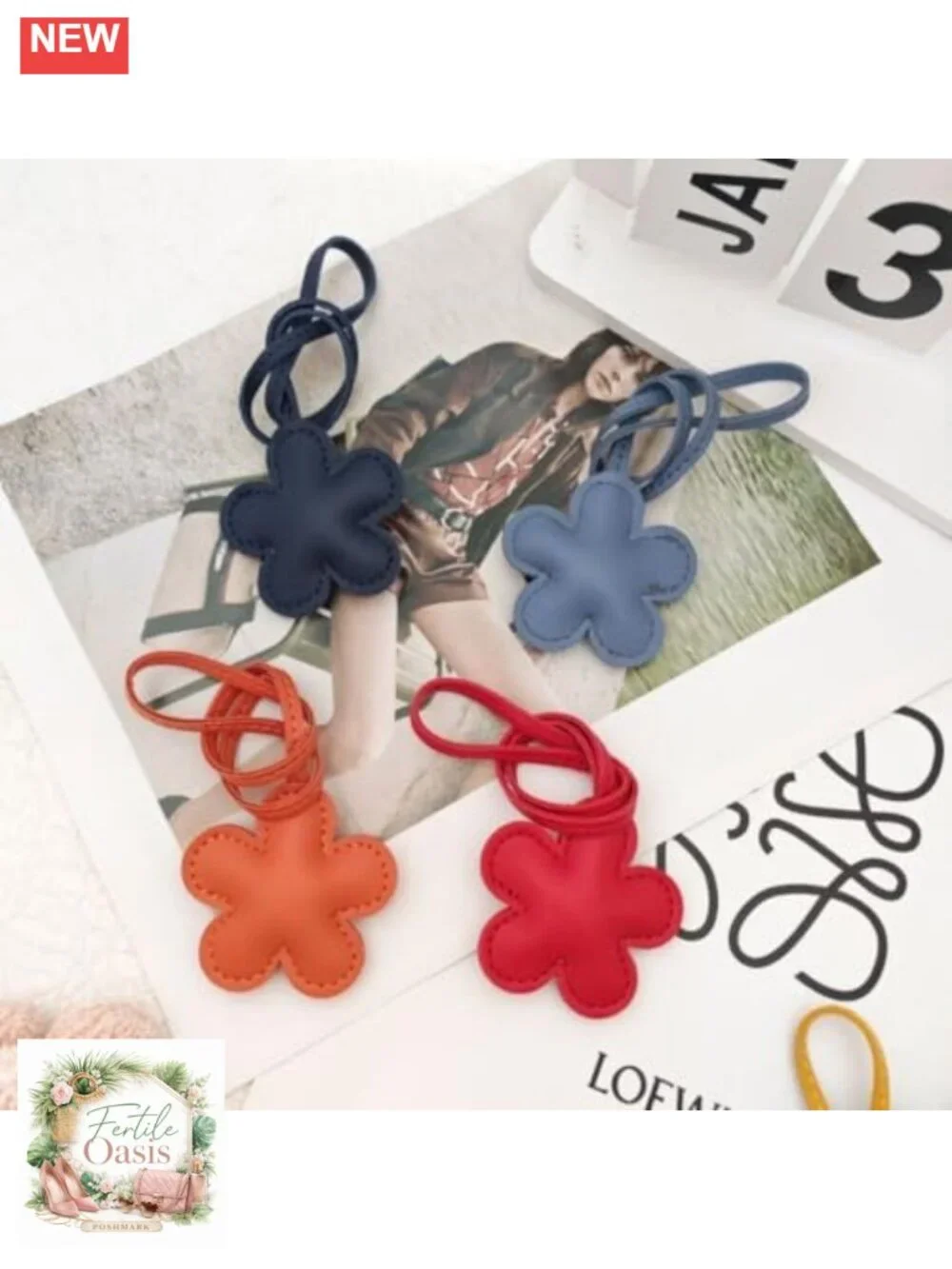 Leather Flower Charms Keychain Cute Colorful Floral Bag Pendant Accessories